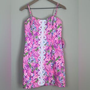 Lilly Pultizer Shelli Stretch Midi Dress Amethyst Embroidered Pink Size 6